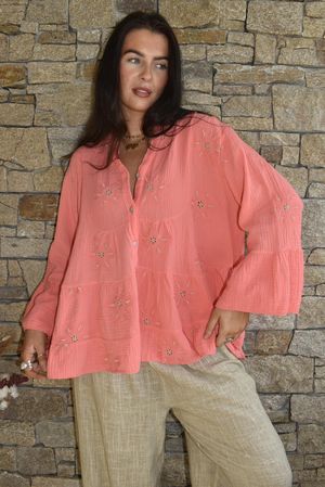 Santos Cotton Zahra Embroidered Smock Watermelon /6=